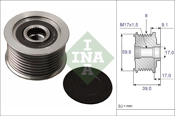 Ременный шкив, генератор *INA* MAZDA 3, 5, 6 |--->535 0049 10 / 535004910 / EVR->57057